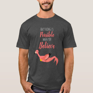 Camiseta Engraçado Flamingo Mermaid e citação inspiracio