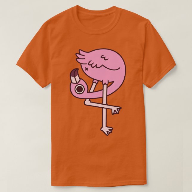 Camiseta Engraçado Flamingo Olhando Seu Bumbum (Frente do Design)
