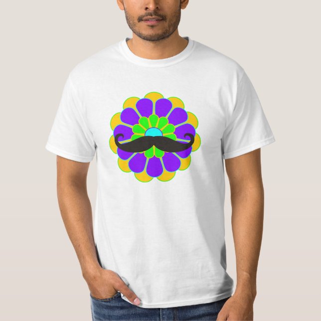 Camiseta Engraçado Flor Blogueiro II + bigode (Frente)