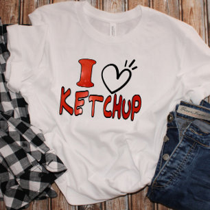 Camiseta Engraçado Fofo Eu Amo Ketchup