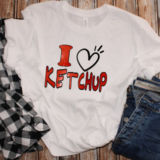 Camiseta Engraçado Fofo Eu Amo Ketchup