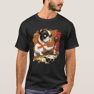 Camiseta Engraçado Francês Buldogue Cozinhar Comida de Chef
