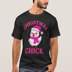 Camiseta Engraçado Frango de Natal Luzes de Fazenda Animal 