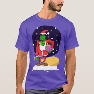 Camiseta Engraçado Frankenstein Vestindo Papais noeis no N