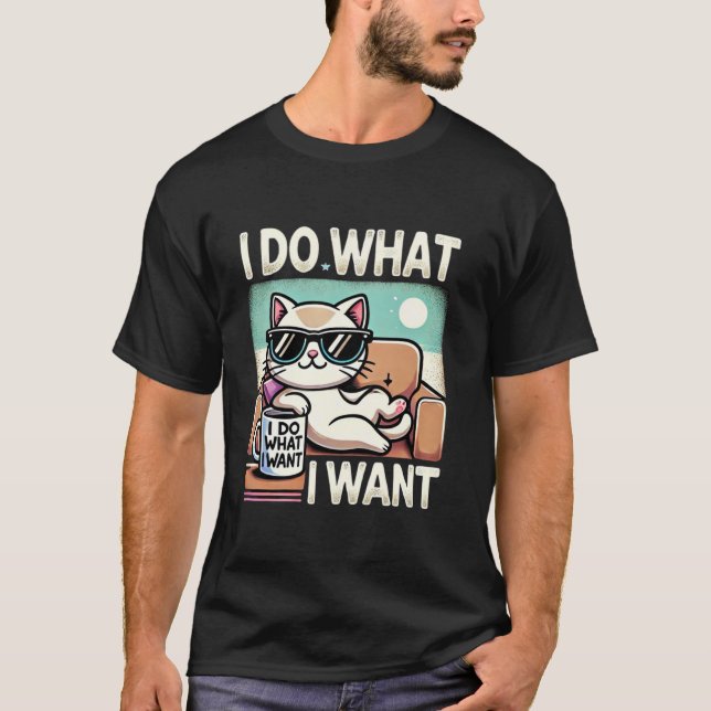 Camiseta Engraçado, Freely Cat Chillin, como um chefe, faço (Frente)