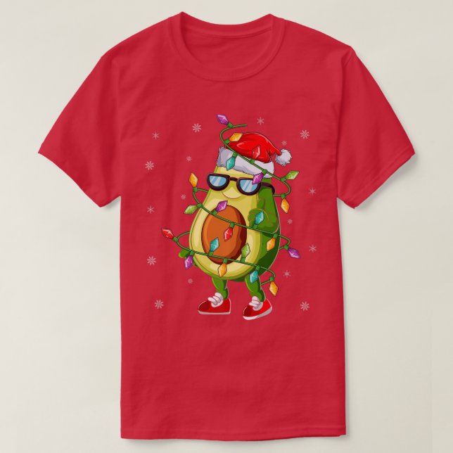 Camiseta Engraçado Fruta Avocado Xmas Papais noeis de ilumi (Frente do Design)