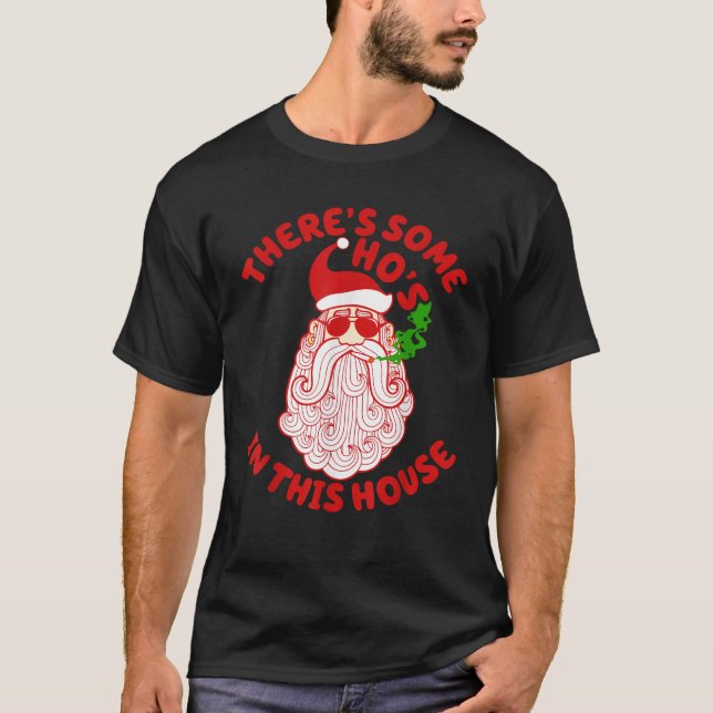 Camiseta Engraçado Fumar Papais noeis De Natal Homens Que V (Frente)