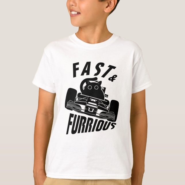Camiseta Engraçado FURRurioso gato dirigindo carro (Frente)