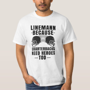 Camiseta Engraçado Futebol Lineman - Equipe Quarterback