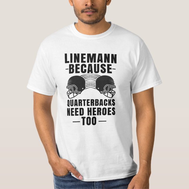 Camiseta Engraçado Futebol Lineman - Equipe Quarterback (Frente)