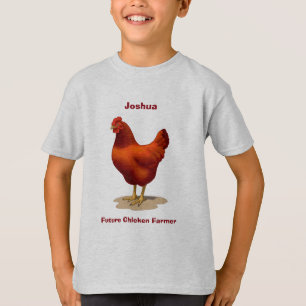Camiseta Engraçado Futuro Fábrica de Frango Vermelho Hen