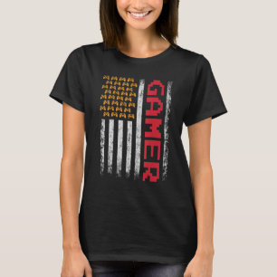 Camiseta Engraçado Gamer American Flag Shirt Videos games