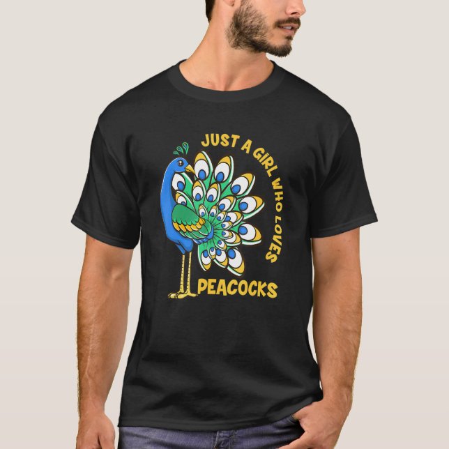 Camiseta Engraçado Garota Peacock Só Uma Menina Que Ama Pav (Frente)