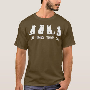 Camiseta Engraçado Gatinho Un Deux Trois Gato Negro Engraça