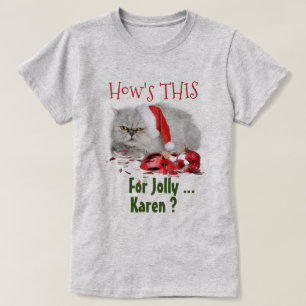Camiseta Engraçado Gato Amantes do Natal Sassado