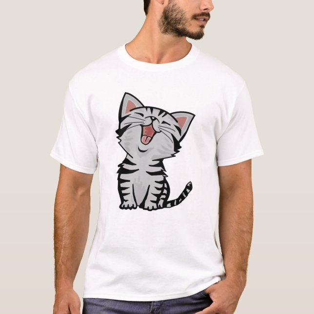 Camiseta Engraçado gato americano taquigrafia gatinho feliz (Frente)