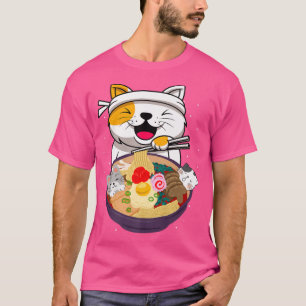Camiseta Engraçado Gato Comendo Ramen, Cultura Japonesa e C