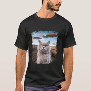 Camiseta Engraçado Gato de Shorthair Britânico Selfie com O