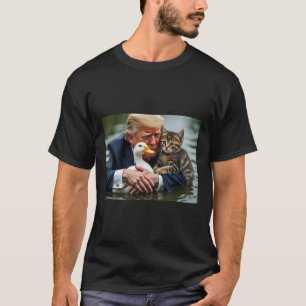 Camiseta Engraçado Gato e Pato Memória de Natal Halloween