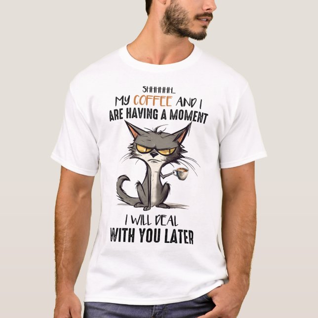 Camiseta Engraçado Gato Engraçado Dizendo (Frente)