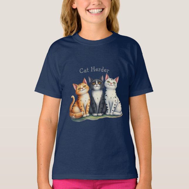 Camiseta Engraçado Gato Herder para o Gato Lover (Frente)