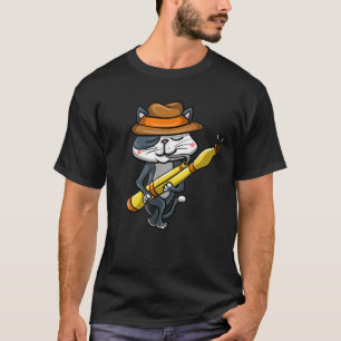 Camiseta Engraçado Gato Jogando Bassoon Legal Amante de os 