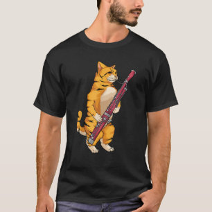 Camiseta Engraçado Gato Jogando Bassoon Legal Amante de os