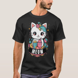 Camiseta Engraçado Gato Lover Meow Cartoon Kitten Novelly
