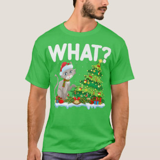 Camiseta Engraçado Gato Lover Xmas Papais noeis de Luzes de