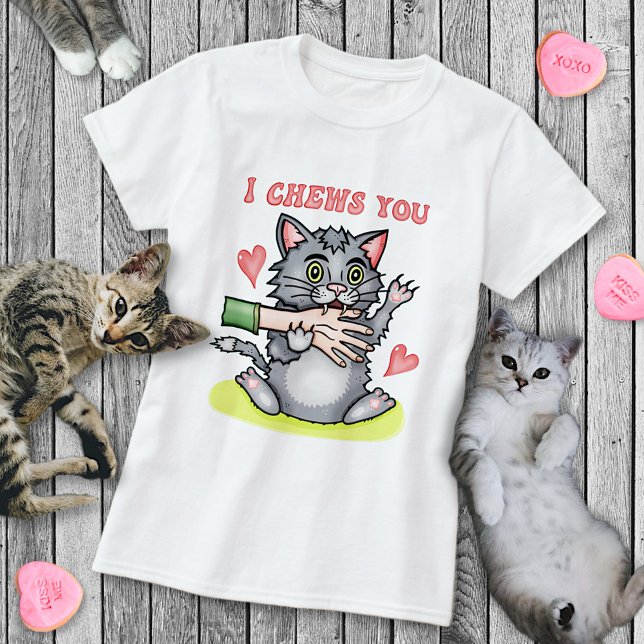 Camiseta Engraçado Gato Mordendo Mão Eu Te Sugiro Dia de os (Criador carregado)