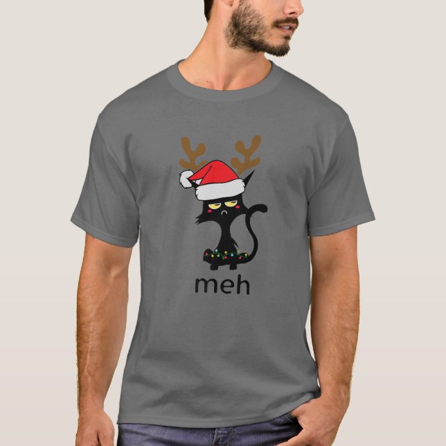 Camiseta Engraçado Gato Para Gatos Amantes De Natal Feio, S (Frente)
