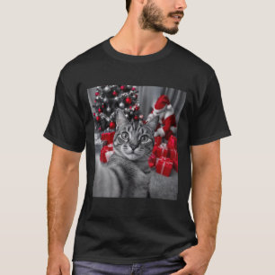 Camiseta Engraçado Gato Selfie Com Papai Noel Memória de Na