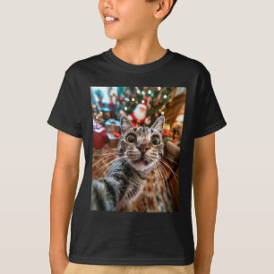 Camiseta Engraçado Gato Selfie Com Papais noeis Natal 14