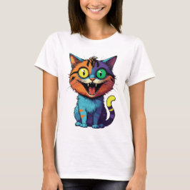 Camiseta Engraçado - Gato Sorriso -