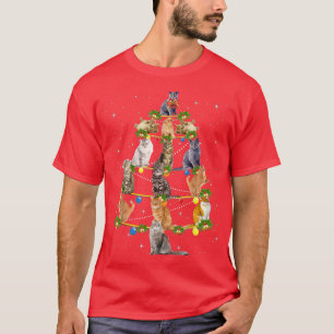 Camiseta Engraçado Gatos de Natal Engraçado Decor Ornament