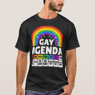Camiseta Engraçado Gay Agenda Arco-Íris LGBTQ Lésbica Orgul