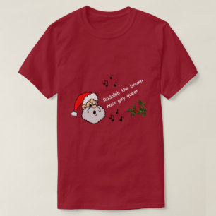 Camiseta Engraçado Gay de Natal Rudolph Brown Nose Gay Quee