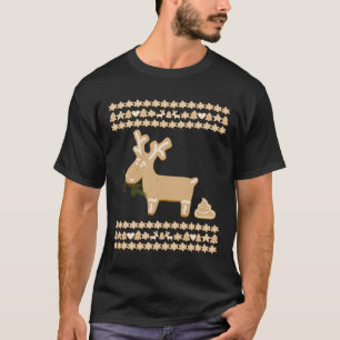 Camiseta Engraçado Gingerpão Veado Emoji Ugly Christmas S