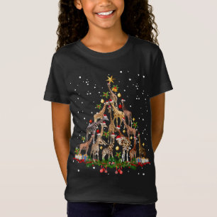 Camiseta Engraçado Girafa de Natal Engraçado Decoração de O