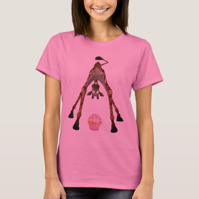 Camiseta Engraçado girafa e Cupcake (Frente)