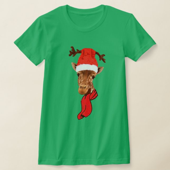 Camiseta Engraçado Girafa Férias Férias Design de Natal (Postura )