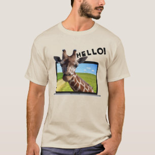 Camiseta Engraçado Girafa na foto de ilusão gráfica 3D do l
