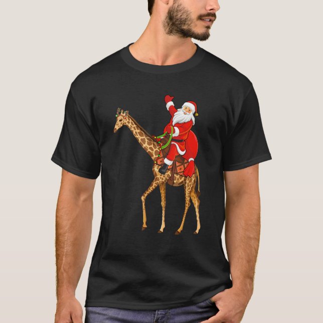 Camiseta Engraçado Girafa Papais noeis do Lover no Natal da (Frente)