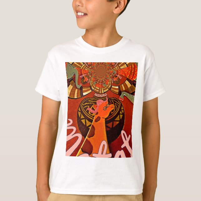 Camiseta Engraçado Girafa: Um Charme Africano Caleidoscópic (Frente)