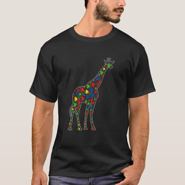 Camiseta Engraçado Giraffe Animal Quebra-cabeça (Frente)