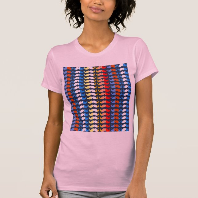 Camiseta Engraçado Girly Mustaches 2 (Frente)