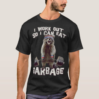 Camiseta Engraçado Giro Raccoon Que Trabalho Para Comer Lix