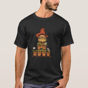 Camiseta Engraçado Gnome de Jardim com Fantasia de Vasos de