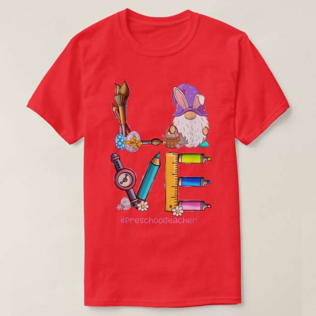 Camiseta Engraçado Gnomo AMAVA Professor Bunny Páscoa Da (Frente do Design)