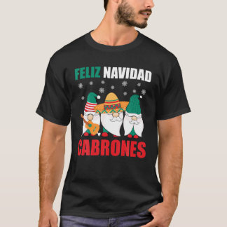 Camiseta Engraçado Gnomos de Natal Mexicanos Feliz Navidad 